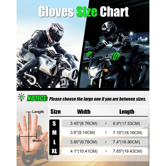 Men's Skeleton Glow in Dark Touchscreen Breathable Lightweight Street Bike Glove - Picture 6 of 6